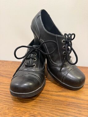 Vintage Mudd Black Lace-Up Oxford Heels | Women's 7.5 | Y2K Academic Goth